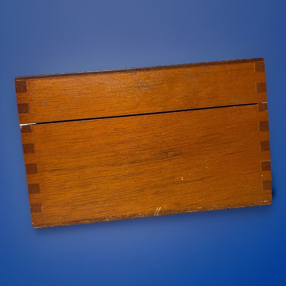 Vintage Wooden Keepsake Box Dovetail Joint Trinket Box Index Card Box 80S 90s
